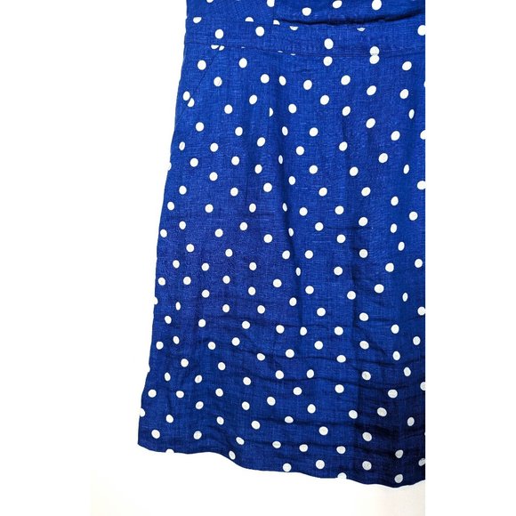 Boden Rae 100% Linen Polka Dot Sheath Dress Size 8 Long Sleeveless Retro Midi - Picture 7 of 10